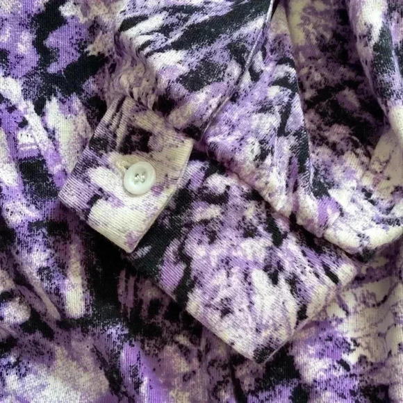 LULAROE Midi Shirt Dress Purple Tie Dye Starburst Midi Button Up V-Neck Shift M - Picture 13 of 15